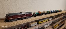 modelleisenbahn spur tt Diesellok BR 130 DR mit Plattformwagen