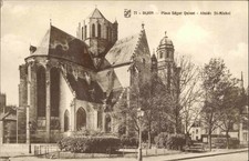 Postkarte Kirchen Bauwerk ~1910 DIJON Place Edgar Quinet Abside St.-Michel