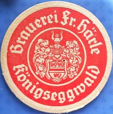 Alter Bierdeckel VK Brauerei Fr. Härle Königseggwald um 1938