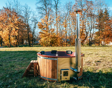 Hot Tub Badefass Holzofen GFK Wanne Badezuber 200cm Holz Ofen 