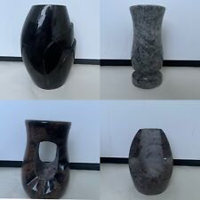 Vase SteinVase Granitvase Grabvase Blumenvase Granit Schwarz / Weiß / Grau