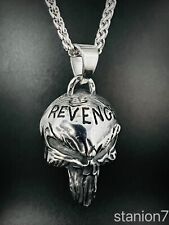 Totenkopf Revenge Skull Schädel Anhänger Edelstahl Halskette Schmuck Biker 354A