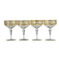 Antike Josephinenhütte, 4 x Sekt Coupés/Untertassen, kunstvoll vergoldet