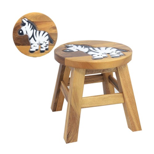 Holzhocker zebra verziert bank - holzhocker,