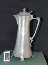 Schenkkanne große Kanne Juventa Prima Metal  Zinn Blumen Jugendstil