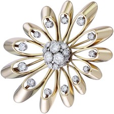 Brosche Brillanten 750er Weiß- und Gelbgold  ca. 1960-65