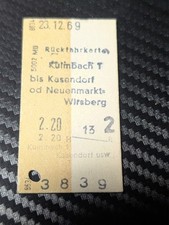 Alter Original Fahrschein, Eisenbahn - 23.12.1969-  Kulmbach - Kasendorf / Neuen