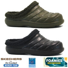 HERREN SKECHERS HAUSSCHUHE GEPOLSTERT KUSCHELIG MEMORY FOAM FELL PANTOLETTEN SCHUHE CLOGS GRÖßE