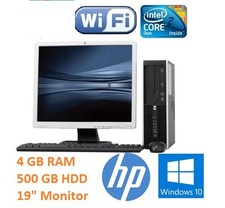  HP FULL COMPLETE DESKTOP SET 19" MONITOR FAST COMPUTER SYSTEM WIN10 WLAN SALE 