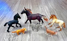 Schleich Tiere Konvolut - 6 Stück - Pferde - Esel - Katze - Hund