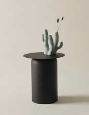 ZELE Beistelltisch Ø 46 cm Couchtisch aus Eisen Design schwarz