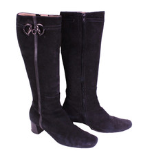 John Grey Damen Stiefel Leder Suede schwarz Gr. 39 Horsebit Schnalle PSH913