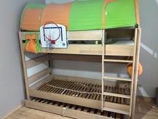 Drei-Etagen-Bett für Kinder, PAIDI (+ Basketballkorb & Aufhängetasche inkl.)