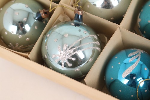 Alte christbaumkugel blau - blau, 12