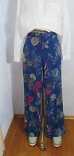 ETRO Seidenhose Blau 100% Seide Geblümt Japanisch Flowers size M Neuwertig 