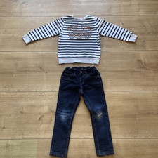 2er Winter Set Junge H&M Pullover 110/116 C&A Thermohose Jeans Hose 110 blau
