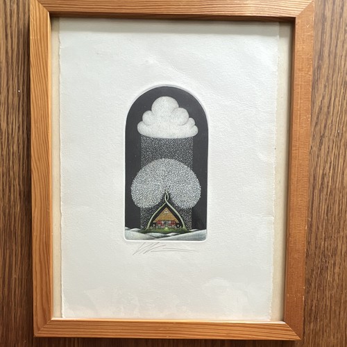 Gerahmte farbradierung - gerahmte,