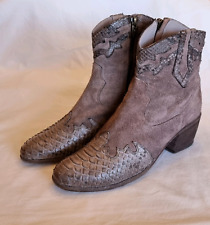 Fauzian Jeunesse Stiefelette, Wildleder/Python Gr. 38,5, gebraucht, Farbe Fango.