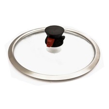 Universal Glasdeckel Ø 26 cm Edelstahlrand Dampfventil Topfdeckel Pfannendeckel