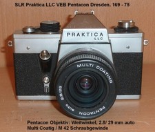 Praktica LLC, DDR SLR m. Pentacon Ww 2.8/29mm 1969 - 75 VEB Pentacon Dresden
