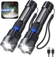 Wiederaufladbare LED-Taschenlampe, taktische Lampe, 7 Modi, IPX6, 2 Stück