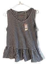 Mustang Damen Tank Top Gestreift Mehrfarbig Gr. 36/S Baumwolle Casual