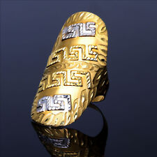 Langer Greco Design Ring 585 14K ECHT GOLD 61RG Bicolor Weissgold NEU GOLDRING