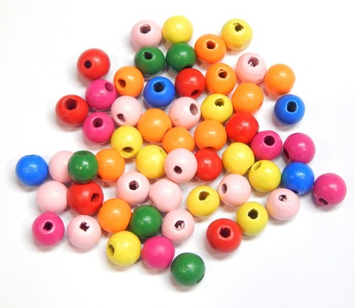 Holzperlen 12mm 100stk bunte - 12mm,