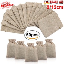 50X Jutebeutel Leinenbeutel Jutesäckchen Geschenk Schmuckbeutel Stoffbeutel Jute