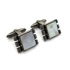 VINTAGE Manschettenknöpfe aus 835er Silber Perlmutt Cufflinks Mother Of Pearl +