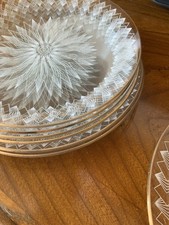 7x Glas Teller Mit Goldrand