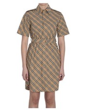 Burberry Hemdkleid Allover Karomuster Stretch Baumwolle. Beige UK 8.890£+