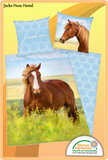 Bettwäsche Flanell Pferd Young Collection"Pferde Motive Pferd Gr: 135x200cm NEU