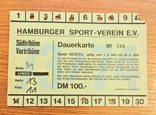 HSV / Hamburger SV Dauerkarte SAISON 73/74 FUßBALL Bundesliga 1973 / 1974 Karte