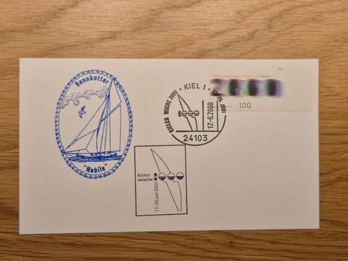 Postkarte mit schiffsstempel - mit,
