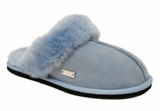 Haflinger Lammfell Clog North Star blau hellblau Leder Hausschuh 311048