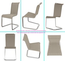 6 x Tecta B20 Kragstühle / Freischwinger – chrom  mit cremeweißem Flechtbezug