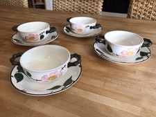 4x Wildrose Suppentasse mit Untertasse Villeroy & Boch Porzellan V&B