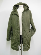 ESSENTIALS By Tchibo Damen Lange Jacke Regenjacke Parka Kapuza Grün GR 40