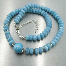 OPERHAUS EDLE LARIMAR- KETTE HALSKETTE COLLIER FACETTIERT 925er SILBER 088