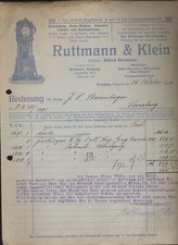 Kempten , alte  Rechnung  1919 , Schwarzwälder Kuckucksuhren .. Ruttmann  Klein