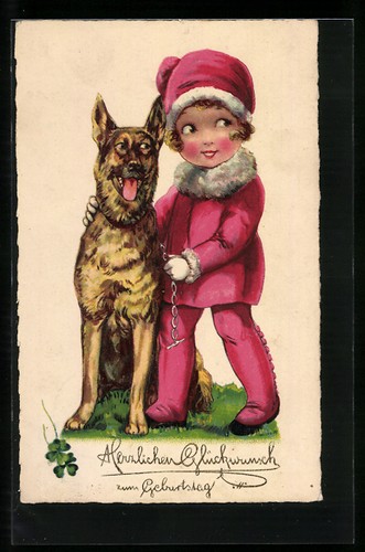 Ansichtskarte frau mit einem - frau,