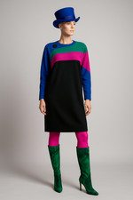 Vintage Kleid 80er Colourblock | Collection Noblesse | Schurwolle | Gr. 42