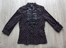 GSUS Sindustries Damen Bluse schwarz Blumenmuster Print Rüschen 3/4Arm Gr. L