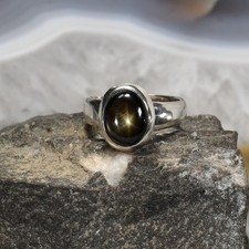 Schwarzer Stern Saphir Ring, 925 Silber, Edelsteinring (24318), Edelsteinschmuck