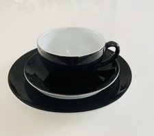 Dibbern Porzellan Schönwald Kaffeegedeck , Cappuccinogedeck schwarz