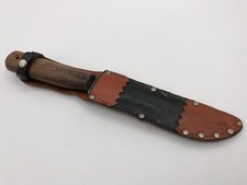 Vintage Zwilling Messer Küchenmesser mit Holzgriff und Lederscheide