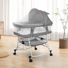 Babybett Beistellbett Reisebett Babywiege Stubenwagen Tragbar Klappbar mit Rolle