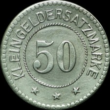 NOTGELD: 50 Pfennig, Eisen. Funck 218.9. KREIS HOHENSALZA / POSEN ⇒ INOWROCŁAW.