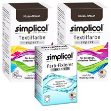 SIMPLICOL Textilfarbe EXPERT NUSS BRAUN für 600g Stoff 2x Farbe und 1x Fixierer